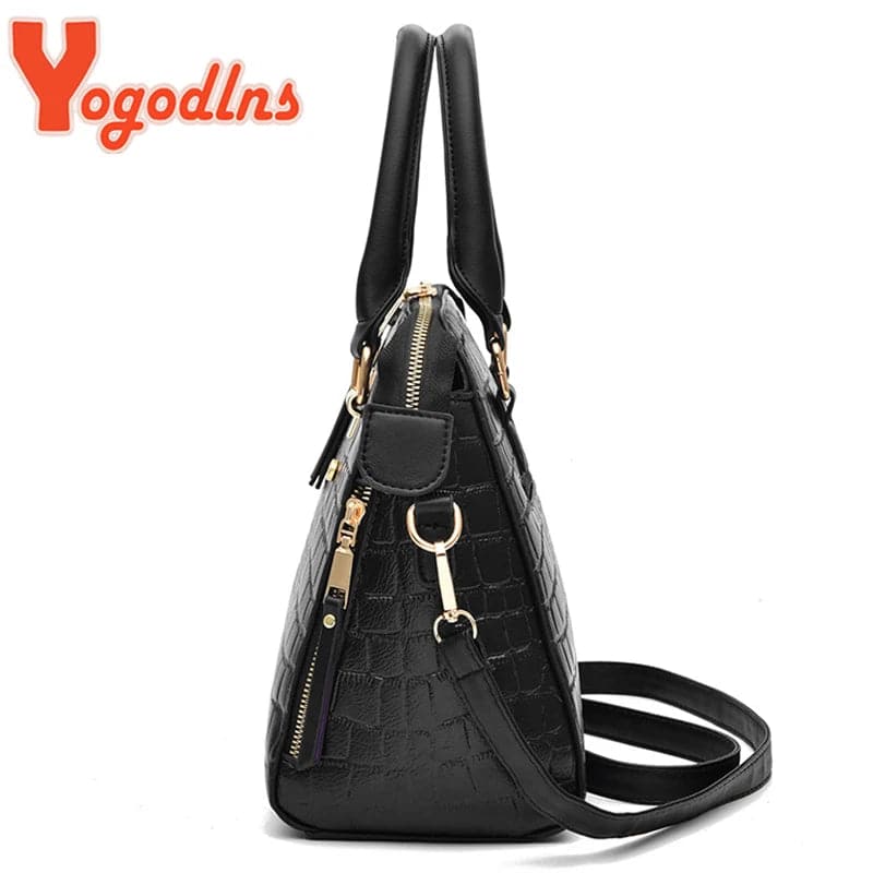 Yogodlns Luxury Crocodile Pattern Handbag Women Winter New PU Leather Tassel Shoulder Bag Brands Design Handle Bag Lady Purse - Boutique Beauté Santé 