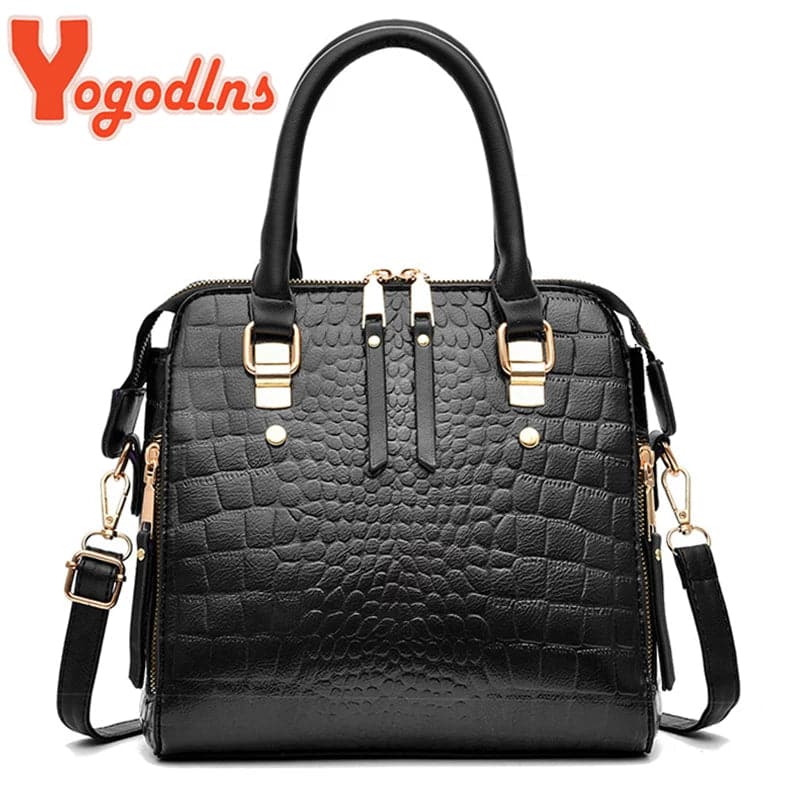 Yogodlns Luxury Crocodile Pattern Handbag Women Winter New PU Leather Tassel Shoulder Bag Brands Design Handle Bag Lady Purse - Boutique Beauté Santé 