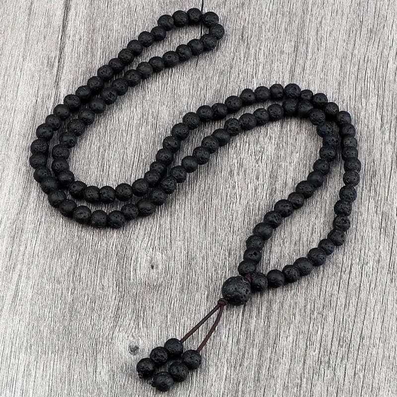 6mm Black Natural Lava Stone Bracelet Meditation Prayer Yoga 108 Mala Beads Necklace for Women Men Charm Bracelets Jewelry Gift - Boutique Beauté Santé 