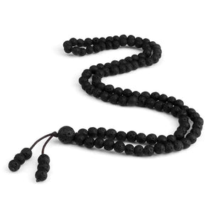 6mm Black Natural Lava Stone Bracelet Meditation Prayer Yoga 108 Mala Beads Necklace for Women Men Charm Bracelets Jewelry Gift