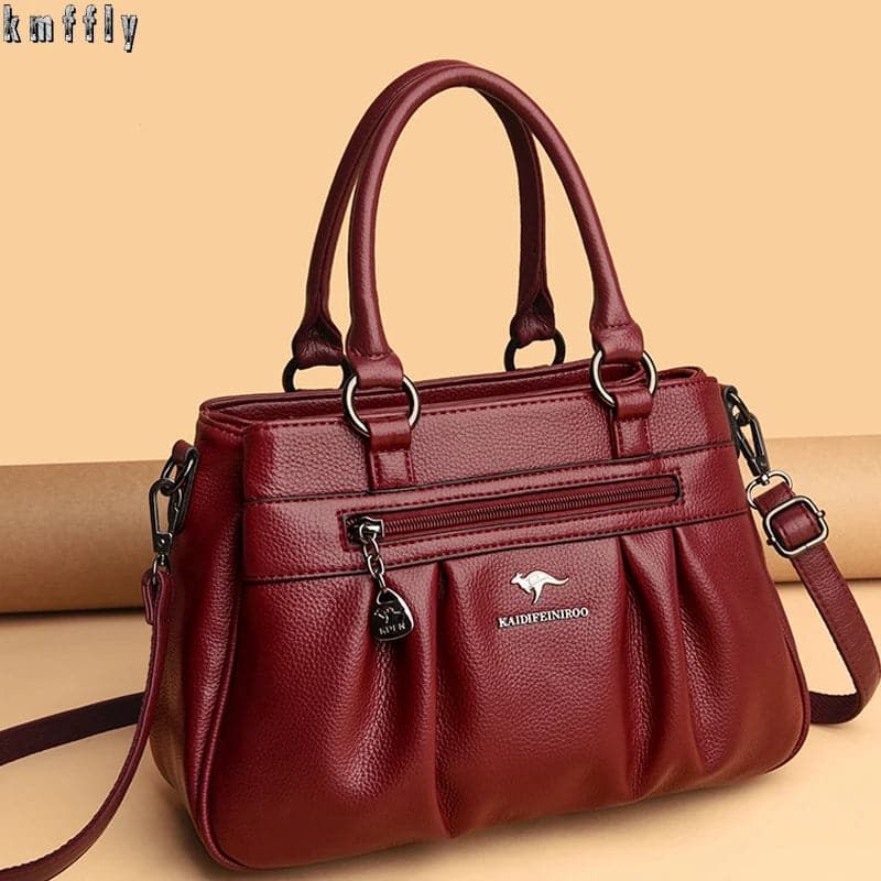 Vintage Casual Womens Shoulder Bags High Quality Leather 3 Layer Large Capacity Tote Bag 2024 Ladies Designer Messenger Bags - Boutique Beauté Santé 