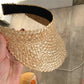 Women Handmade raffia straw hat Sun visor hat Sunscreen Lady holiday beach UV protection Topless stab INS fashion  caps - Boutique Beauté Santé 