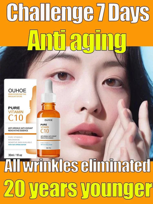 Vitamin C Wrinkle Remover Face Serum Lifting Firming Fade Fine Lines Anti-aging Essence Whitening Brighten Nourish Skin Care - Boutique Beauté Santé 