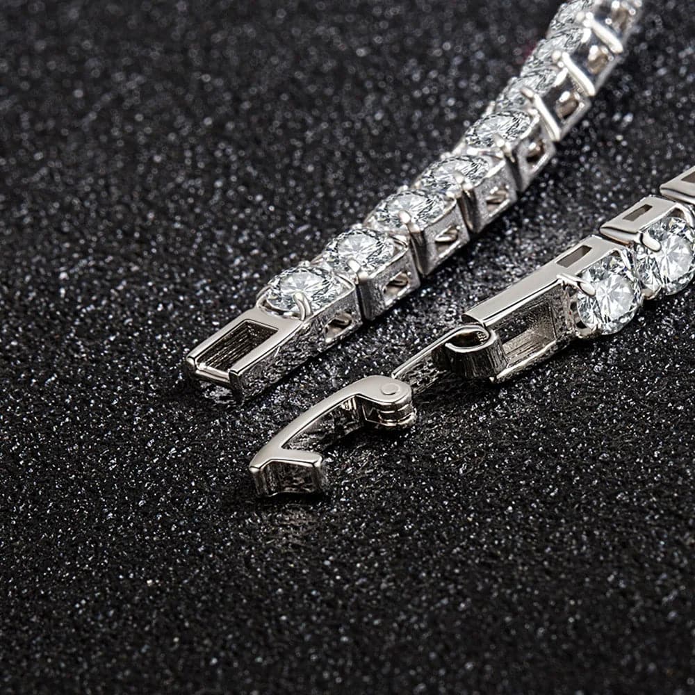 925 Sterling Silver Bracelet  Zircon Chain Bracelet For Women Fashion Simple Engagement Wedding Glamour Jewelry 4MM 17.5CM - Boutique Beauté Santé 