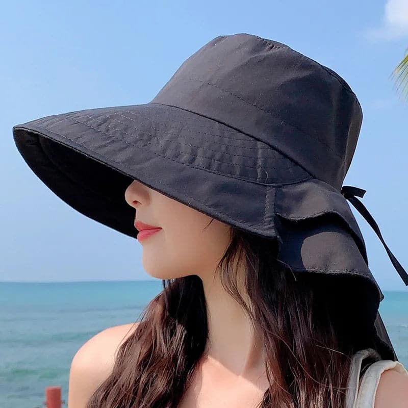 Sparsil Women's Summer Hat for The Sun Wide Brim UV Neck Protection Solar Beach Hats Foldable Ponytail Travel Sun Panama Caps - Boutique Beauté Santé 