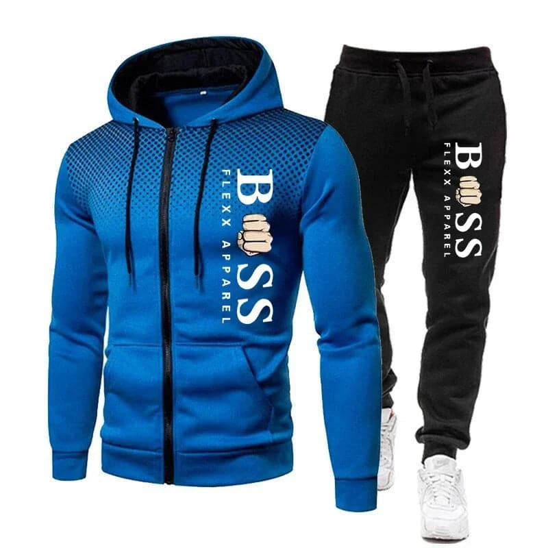 2024  New Fall Winter Zipper Fleece Men's Tracksuit Hoodies Pants Sweatshirts Two Piece Sets Suit Sportswear Brand Men Clothing - Boutique Beauté Santé 