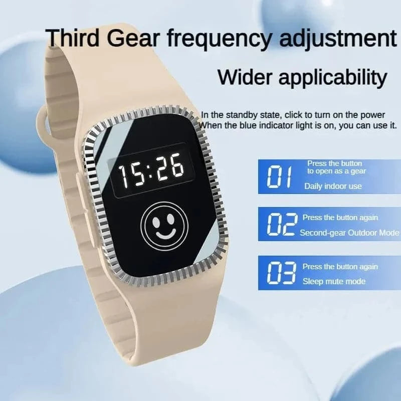 Three speed Ultrasonic Mosquitoes Repeller Bracelet Summer Indoor Outdoor Anti Mosquitoes Bite Wristband with Time Display Watch