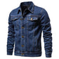 Men Cardigan Patchwork Coat 2024 Autumn Winter New Denim Jacket Men Long-Sleeved Single-Breasted Turn-down Collar Denim Jacket