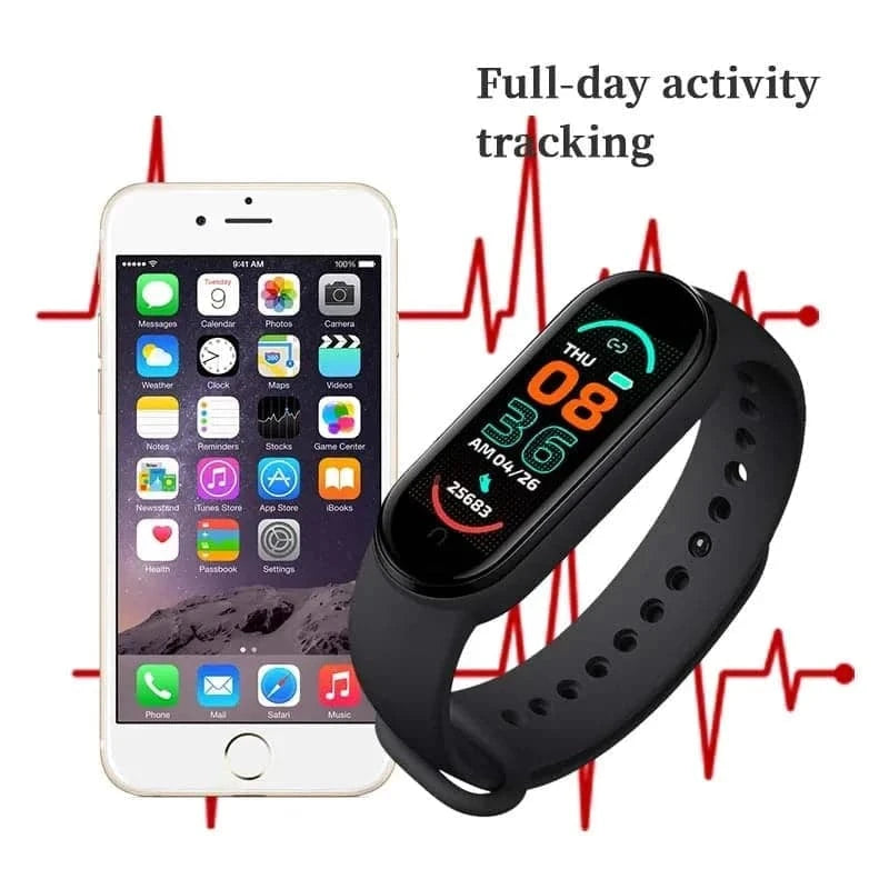 M6 Smart Watch Men Women Fitness Smart Bracelet Sports Band Heart Rate Blood Pressure Monitor Waterproof Multi-function Watches