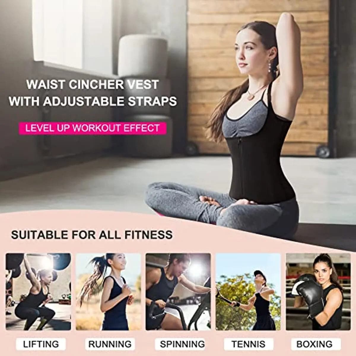 Women Waist Trainer Corset Zipper Vest Body Shaper Cincher Shapewear Slimming Belt Sports Girdle Neoprene Sauna Tank Top - Boutique Beauté Santé 