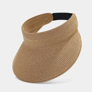 Summer Solid Sun Hat Straw Hat Foldable Top Visor Cap For Women 01