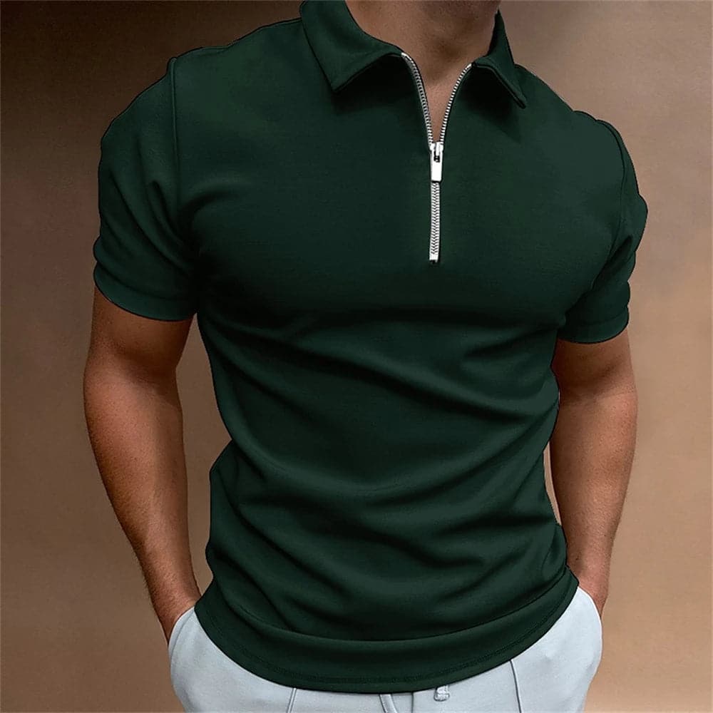 Simple Polo Shirt For Men Solid Golf Clothing Daily Casual High Quality Zip Polo Shirts Summer Breathable Quick Dry Men Clothing - Boutique Beauté Santé 