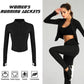 Women's Tracksuit Jacket Slim Fit Long Sleeved Fitness Coat Yoga Crop Tops With Thumb Holes Gym Jacket Workout Sweatshirts - Boutique Beauté Santé 