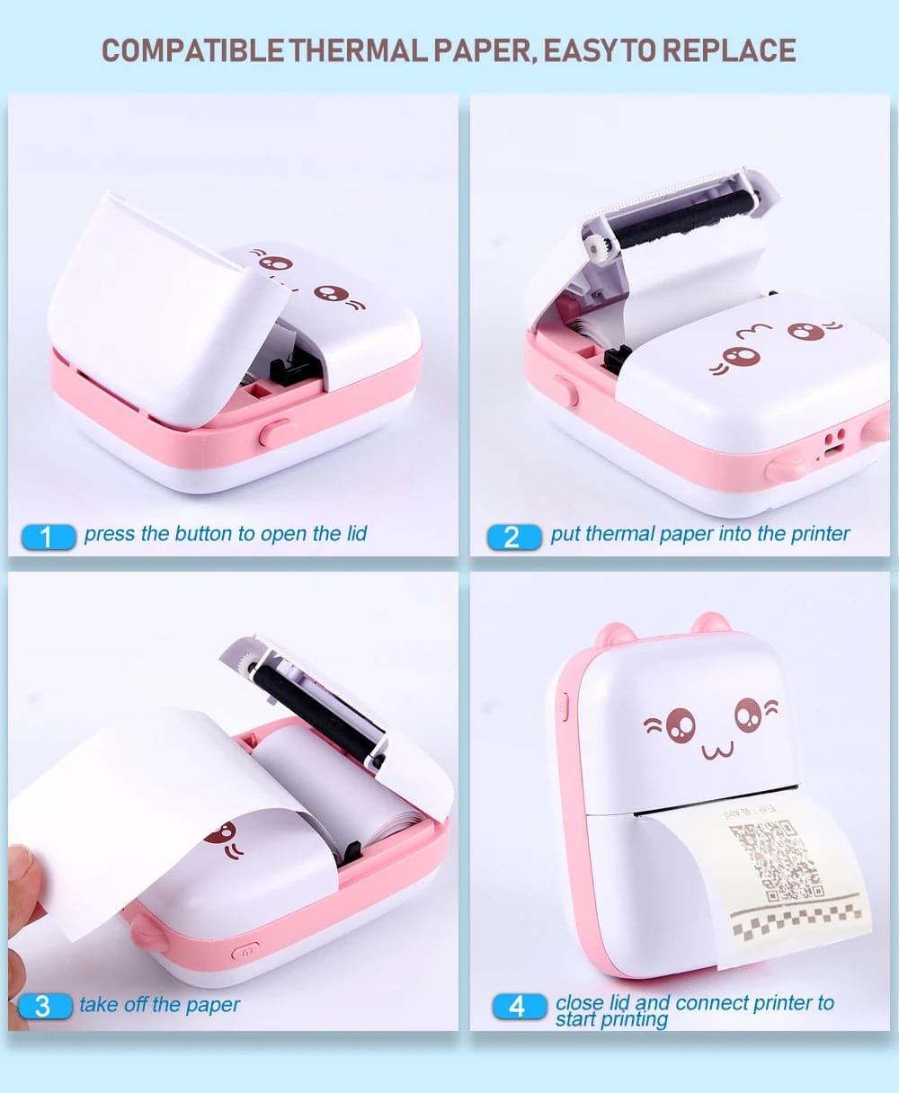 Pocket Mini Thermal Printer Bluetooth WIFI Mobile Phone Photo Label Note English Error Question Learning Printing Portable Maker - Boutique Beauté Santé 