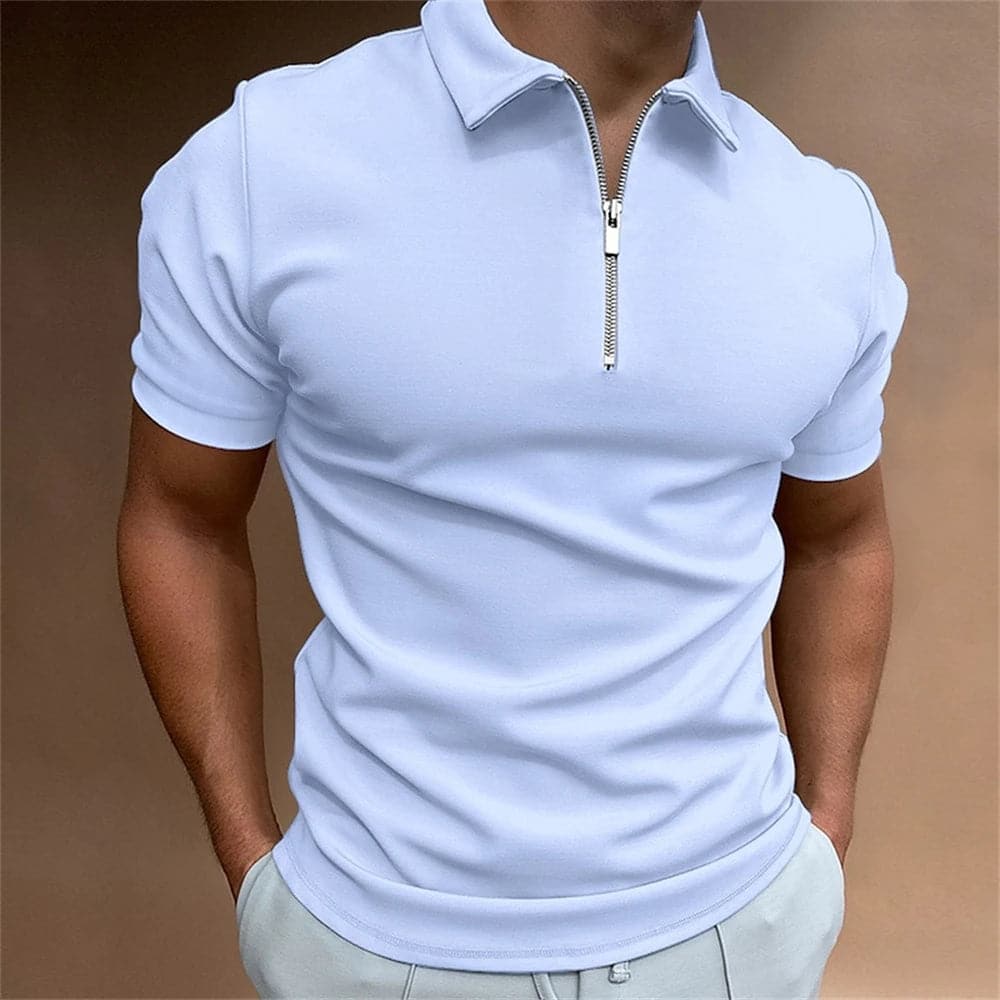 Simple Polo Shirt For Men Solid Golf Clothing Daily Casual High Quality Zip Polo Shirts Summer Breathable Quick Dry Men Clothing - Boutique Beauté Santé 