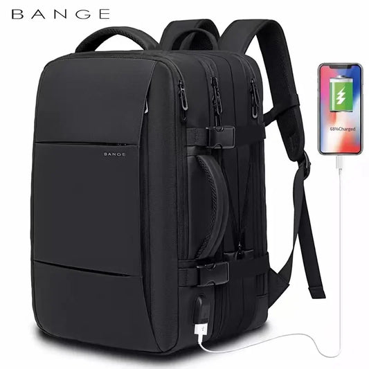 BANGE-Sac à Dos de Voyage pour Homme, Business, École, Extensible, USB, Grande Capacité, 17.3, Ordinateur Portable, Étanche, Mode