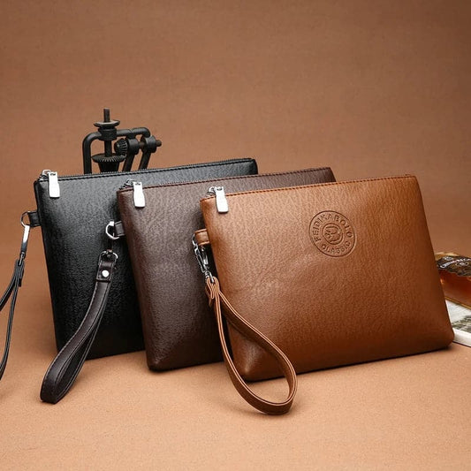 England Business Style Men's Clutch Bag wallet Soft PU Leather Male wristlet Pack Bag Elegant Leisure Stylish Hand bag Men Pouch - Boutique Beauté Santé 