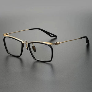 Monture de lunettes demi-carrée en titane faite à la main pour hommes, lunettes ultralégères, lunettes de créateur vintage, lunettes japonaises, lunettes de grande taille