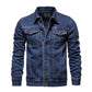 Men Cardigan Patchwork Coat 2024 Autumn Winter New Denim Jacket Men Long-Sleeved Single-Breasted Turn-down Collar Denim Jacket