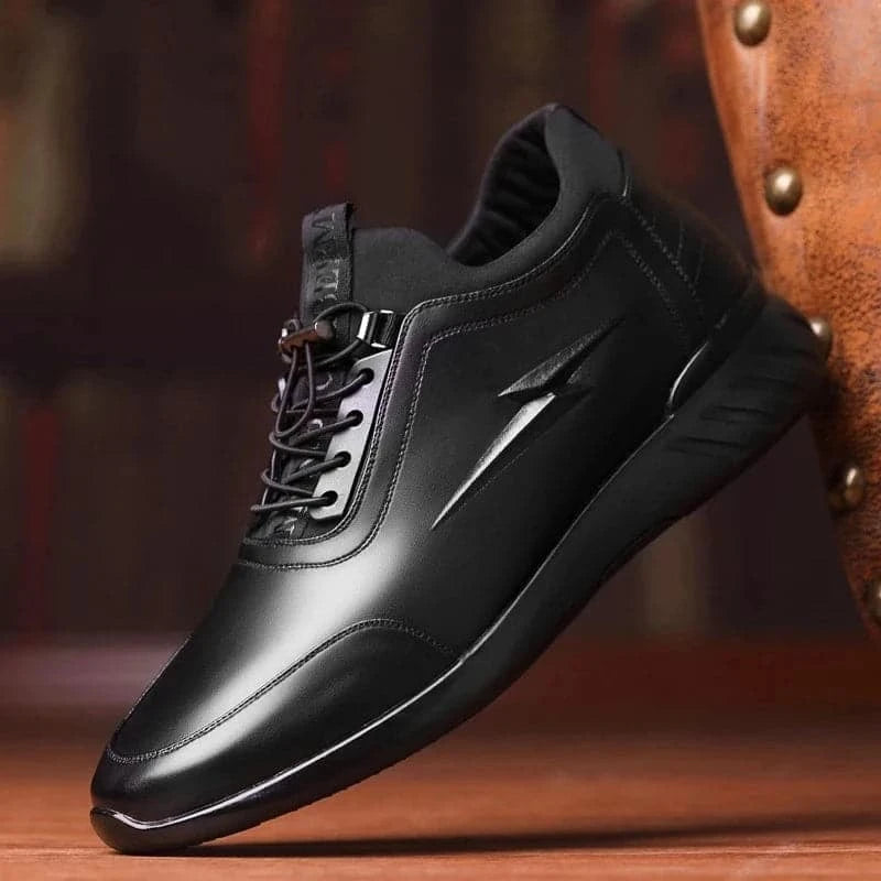 2024 New Men's Vulcanize Shoes Men Casual Shoes PU Leather Design Shoes Height Increase 6-8CM Gym Business Fashion Male Sneakers