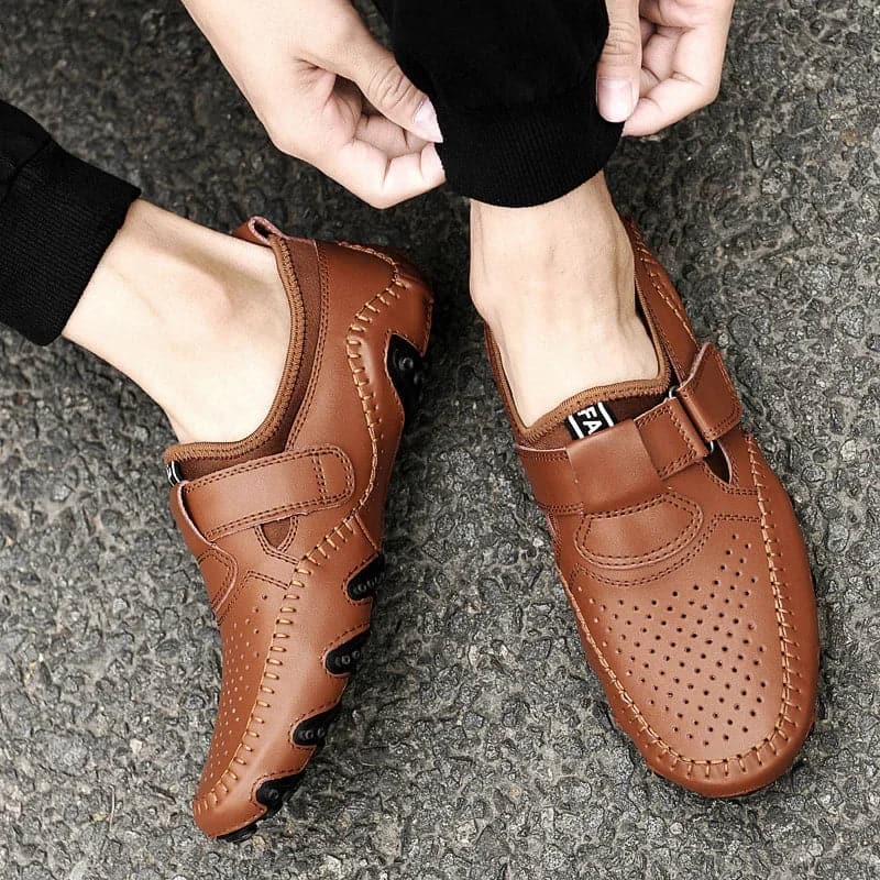 Genuine Leather Men Shoes Casual Italian Hollow Out Men Loafers Summer Breathable Driving Shoes Slip on Moccasins Zapatos Hombre - Boutique Beauté Santé 