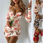 Mini robe plissée sans bretelles à imprimé floral pour femmes, coupe couvertes, tambour, hanche ronde, sexy, streetwear, froncé, club, fête, robes courtes