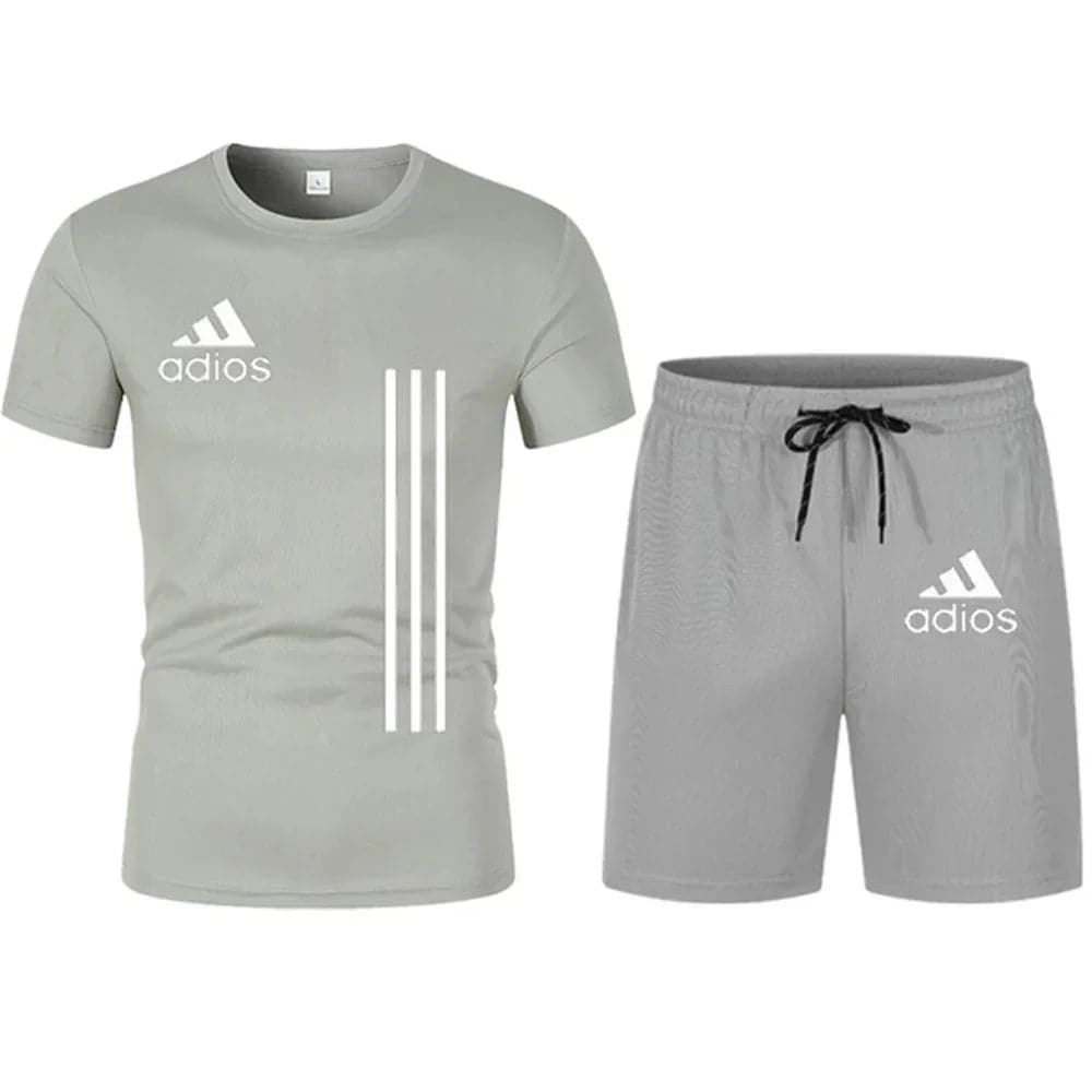 Summer short-sleeved luxury sportswear set Men's fitness fashion casual T-shirt + shorts 2-piece set - Boutique Beauté Santé 