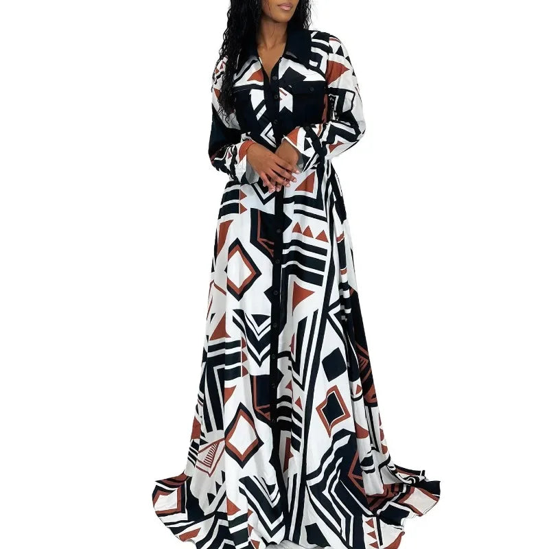 European And American Spring And Summer Fashion Sexy Shirt Long Skirt Dress Women