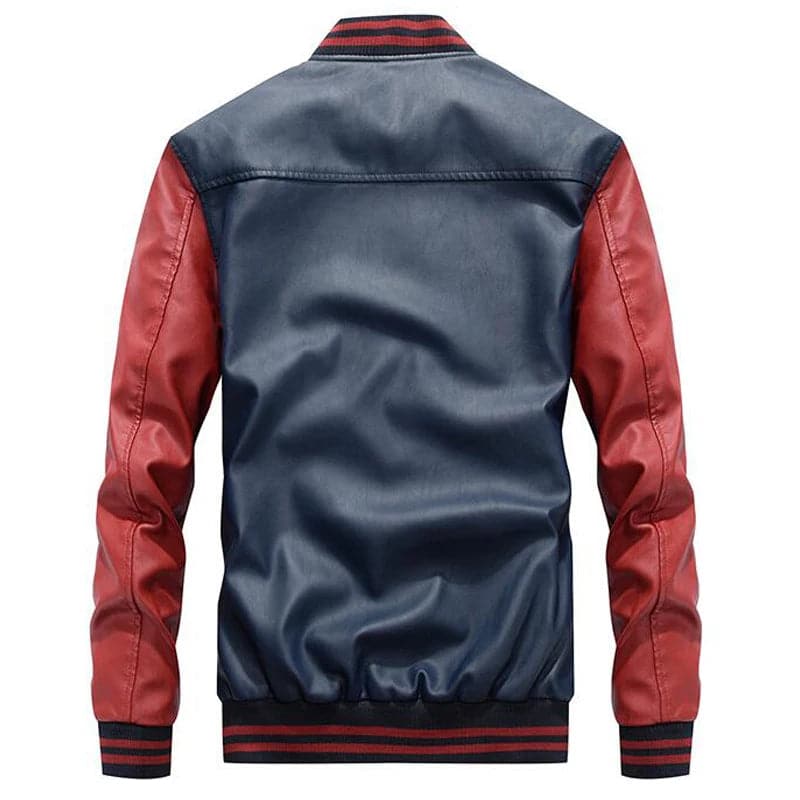 Marque Broderie Baseball Vestes Hommes Stand Moto Biker Veste En Cuir Hommes Casual Sourire Épaissir Faux Cuir Manteau M-4XL - Boutique Beauté Santé 