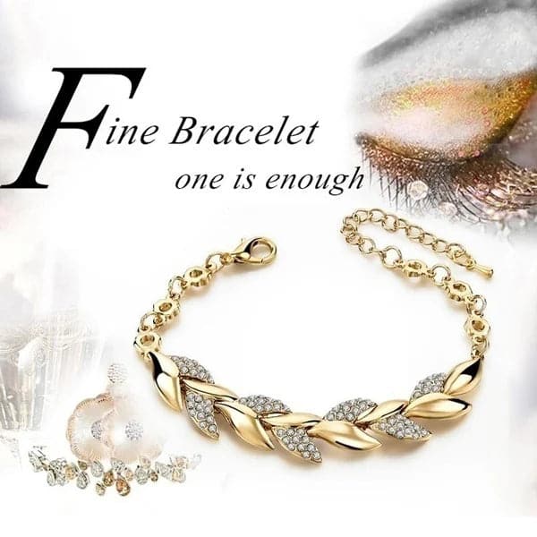 Luxury Love Braided Leaf Bracelet Charm Crystal Wedding Bracelets for Women Anniversary Valentines Day Gifts Aesthetic Jewelry - Boutique Beauté Santé 