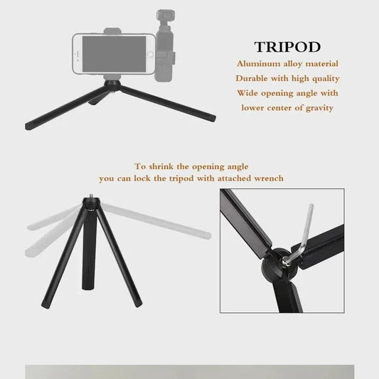 2in1 Metal Selfie Stick Tripod Lengthen Holder Telescopic Rod for DJI Osmo Pocket 2 3 Camera Gimbal Accessories