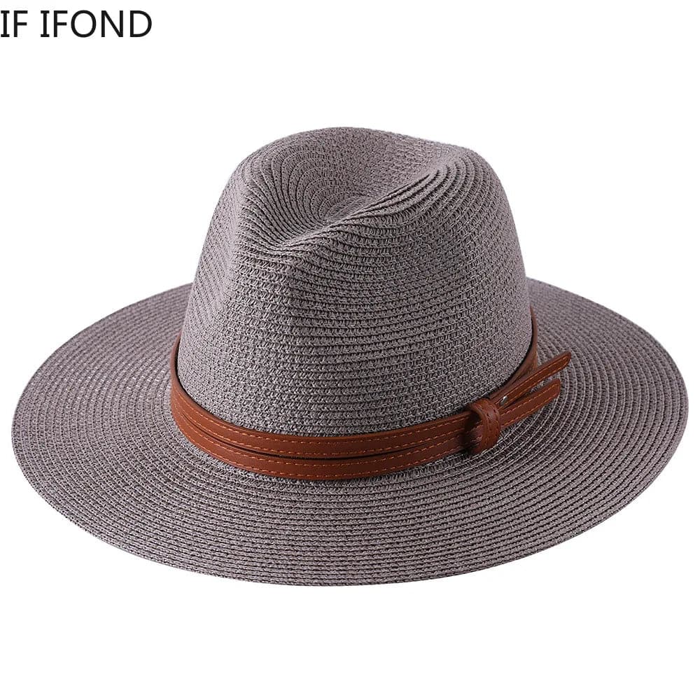 56-58-59-60CM New Natural Panama Soft Shaped Straw Hat Summer Women/Men Wide Brim Beach Sun Cap UV Protection Fedora Hat - Boutique Beauté Santé 