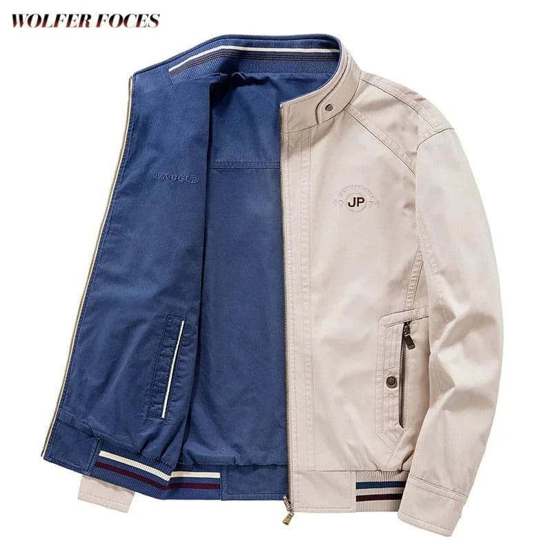 Loose Large Size Clothing Sport Stand Collar Double Sided Jackets Military Tactical Men's Bomber Jackets Business Casual Coats