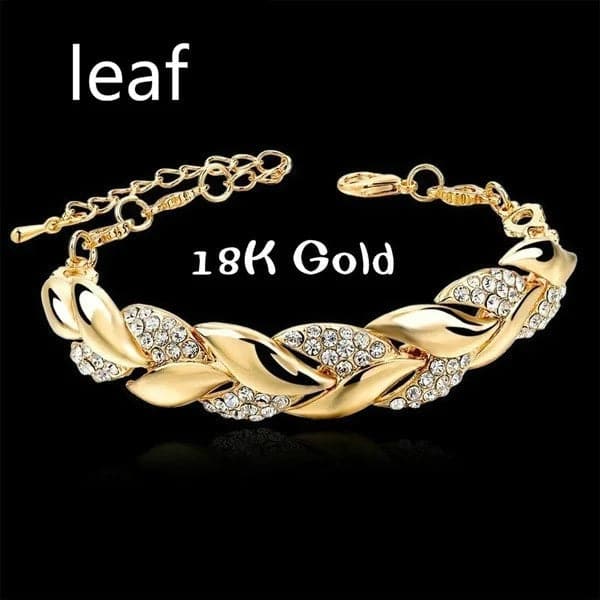 Luxury Love Braided Leaf Bracelet Charm Crystal Wedding Bracelets for Women Anniversary Valentines Day Gifts Aesthetic Jewelry - Boutique Beauté Santé 