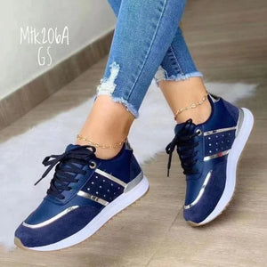 Sneakers Women Shoes Lace-Up Running Shoes Autumn Spring Leather Patchwork Female Casual Shoes Women's Vulcanized