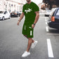 2024 New Summer Men's clothing short-sleeved T-shirt + five-point shorts 2-piece set tracksuit fashion jogging casual Men's sets - Boutique Beauté Santé 