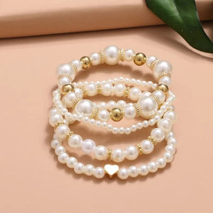 Ensemble de bracelets Pearl Love pour femme, beaux et polyvalents, bijoux élégants et à la mode, 4 ins, haute qualité