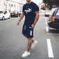 2024 New Summer Men's clothing short-sleeved T-shirt + five-point shorts 2-piece set tracksuit fashion jogging casual Men's sets - Boutique Beauté Santé 