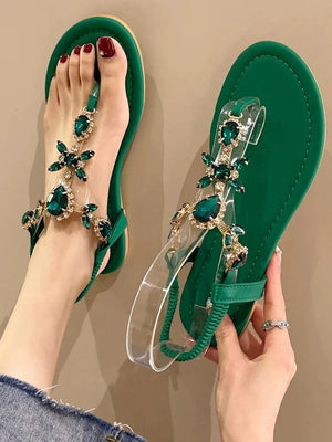 2024 New arrived Summer Flats Sandals Women Crystal Clip Toe Slippers Trend Luxury Brand Ladies Shoes Beach Causal Slides