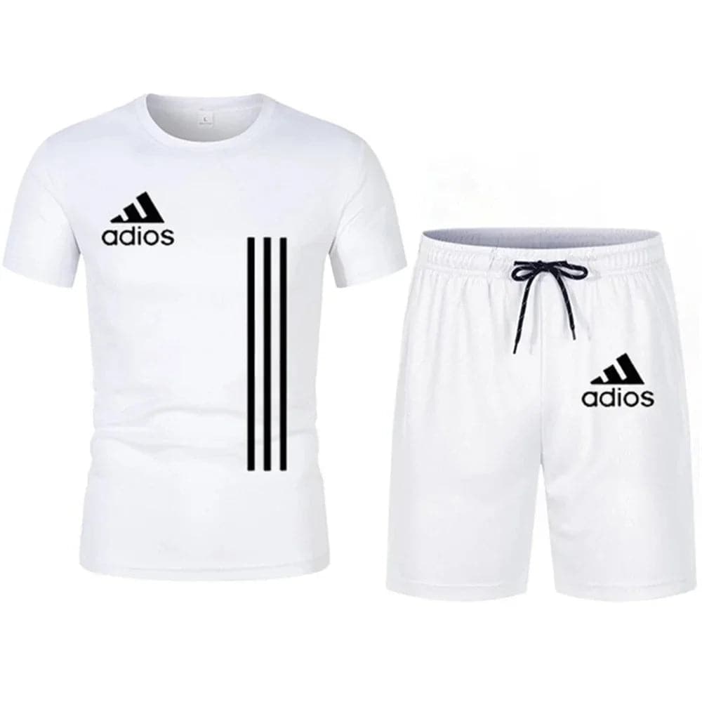 Summer short-sleeved luxury sportswear set Men's fitness fashion casual T-shirt + shorts 2-piece set - Boutique Beauté Santé 