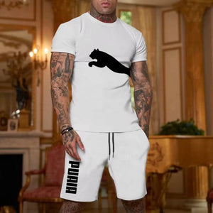 Summer men's short sleeved T-shirt and sports shorts set, casual sportswear, fashionable, summer