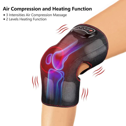 Air Compression Knee Massager Electric Heating Therapy Leg Knee Brace Massager for Arthritis Pain Relief Joint Physiotherapy