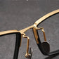 Monture de lunettes demi-carrée en titane faite à la main pour hommes, lunettes ultralégères, lunettes de créateur vintage, lunettes japonaises, lunettes de grande taille