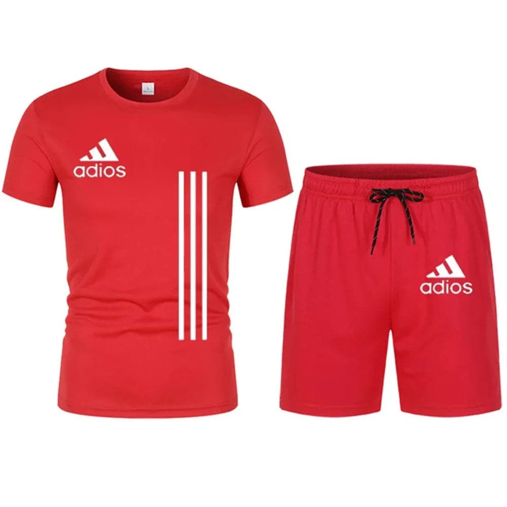 Summer short-sleeved luxury sportswear set Men's fitness fashion casual T-shirt + shorts 2-piece set - Boutique Beauté Santé 