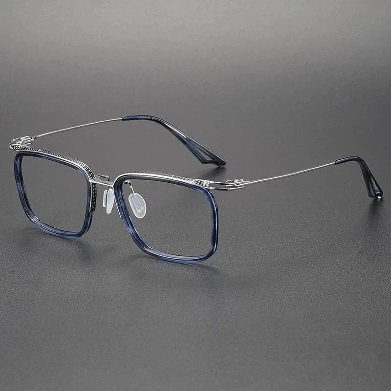 Monture de lunettes demi-carrée en titane faite à la main pour hommes, lunettes ultralégères, lunettes de créateur vintage, lunettes japonaises, lunettes de grande taille