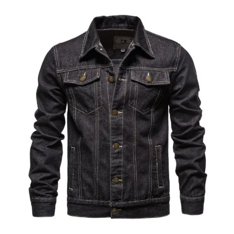 Men Cardigan Patchwork Coat 2024 Autumn Winter New Denim Jacket Men Long-Sleeved Single-Breasted Turn-down Collar Denim Jacket