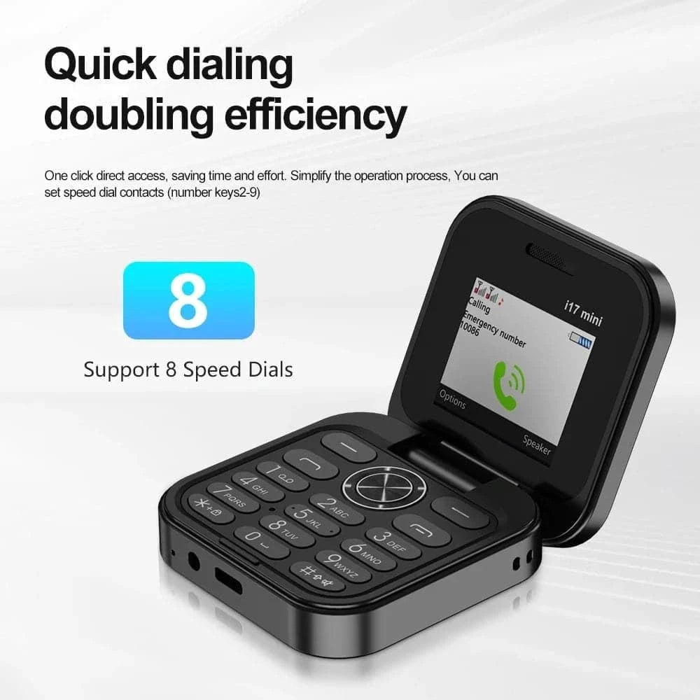 SERVO-Téléphone portable i17 Mini Flip, 2 cartes EpiCard avec emplacement SD, écran 2G, cadran rapide, torche compacte, pliable, nouvel arrivage, 1011.77"