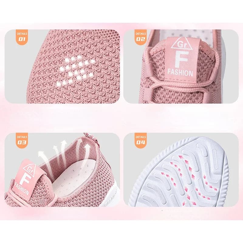 Women's Casual Sneakers Summer Comfortable Breathable Flat Shoes Fashion Women Walking Soft Versatile Lace-Up Running Shoes - Boutique Beauté Santé 