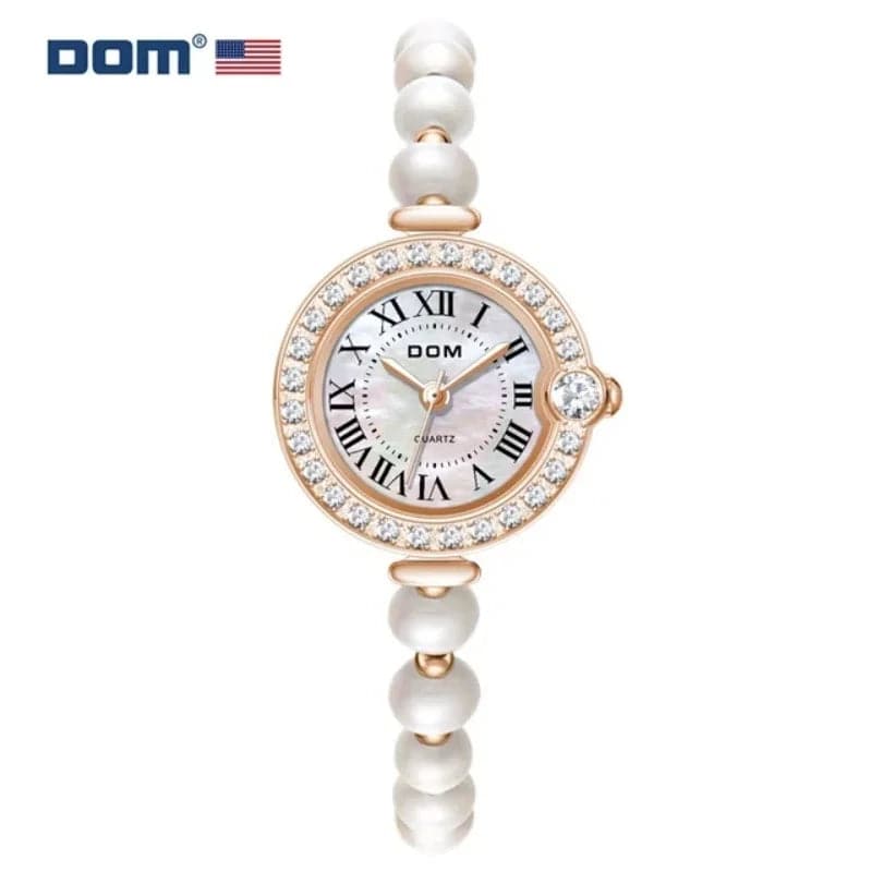 DOM 1565 Quartz Watch Women Diamond Round Golden Bracelet Watches Luxury Fashion Pointer Wristwatches Ladies Clock Birthday Gift - Boutique Beauté Santé 