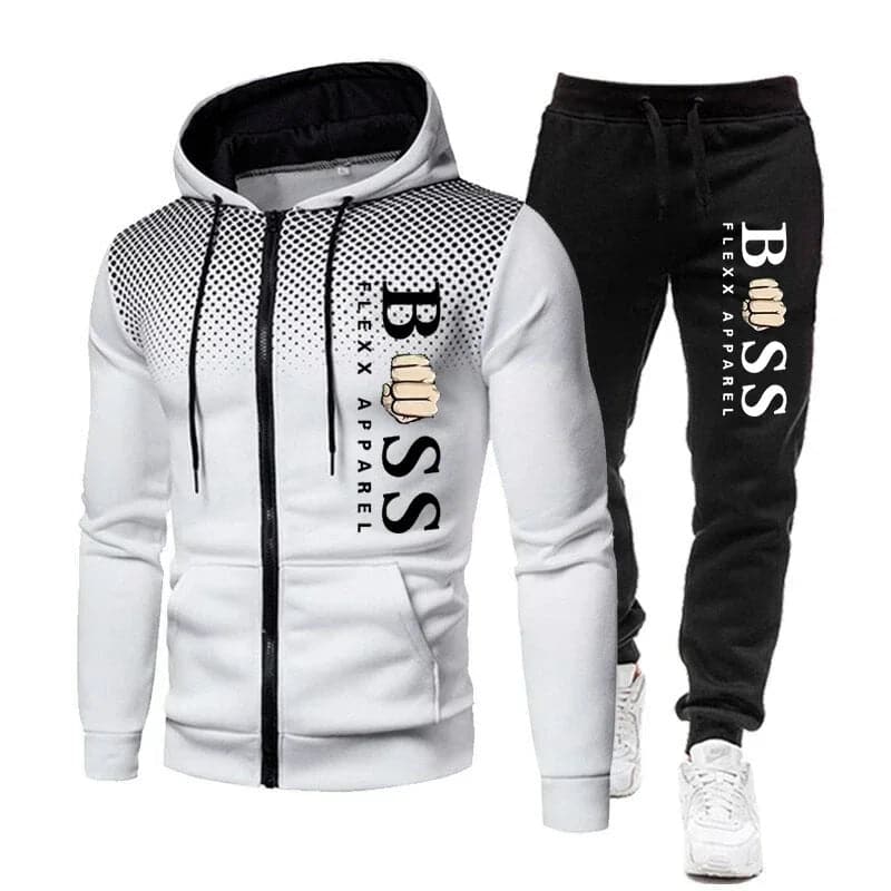 2024  New Fall Winter Zipper Fleece Men's Tracksuit Hoodies Pants Sweatshirts Two Piece Sets Suit Sportswear Brand Men Clothing - Boutique Beauté Santé 